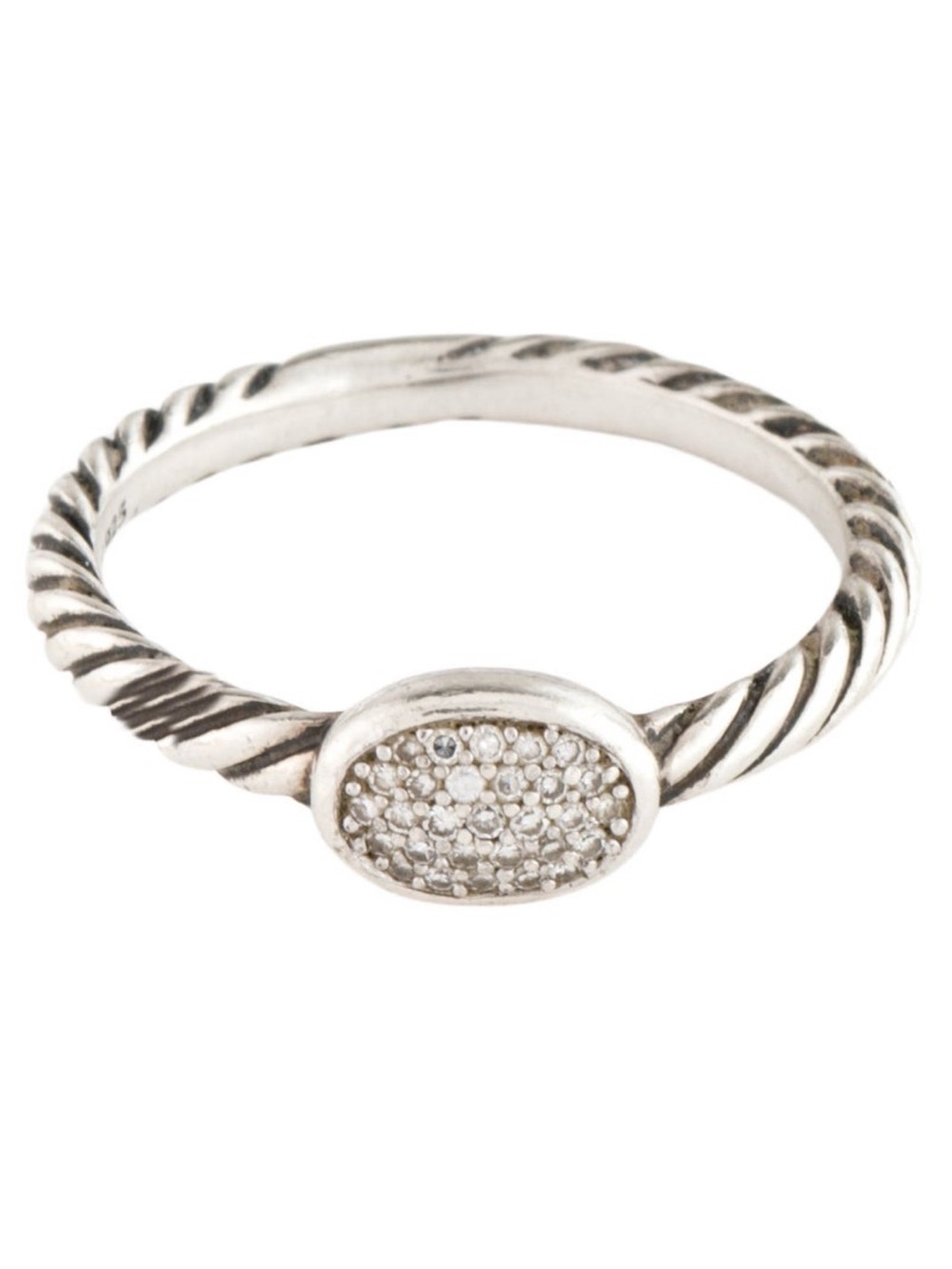 Silver Pave Oval Twist Band Ring  David Yurman